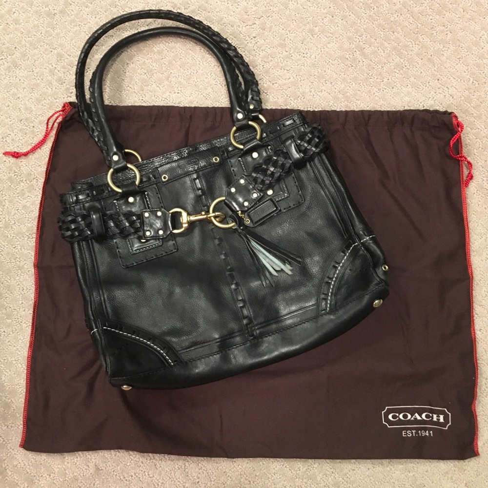 Authentic Coach leather bag with braiding